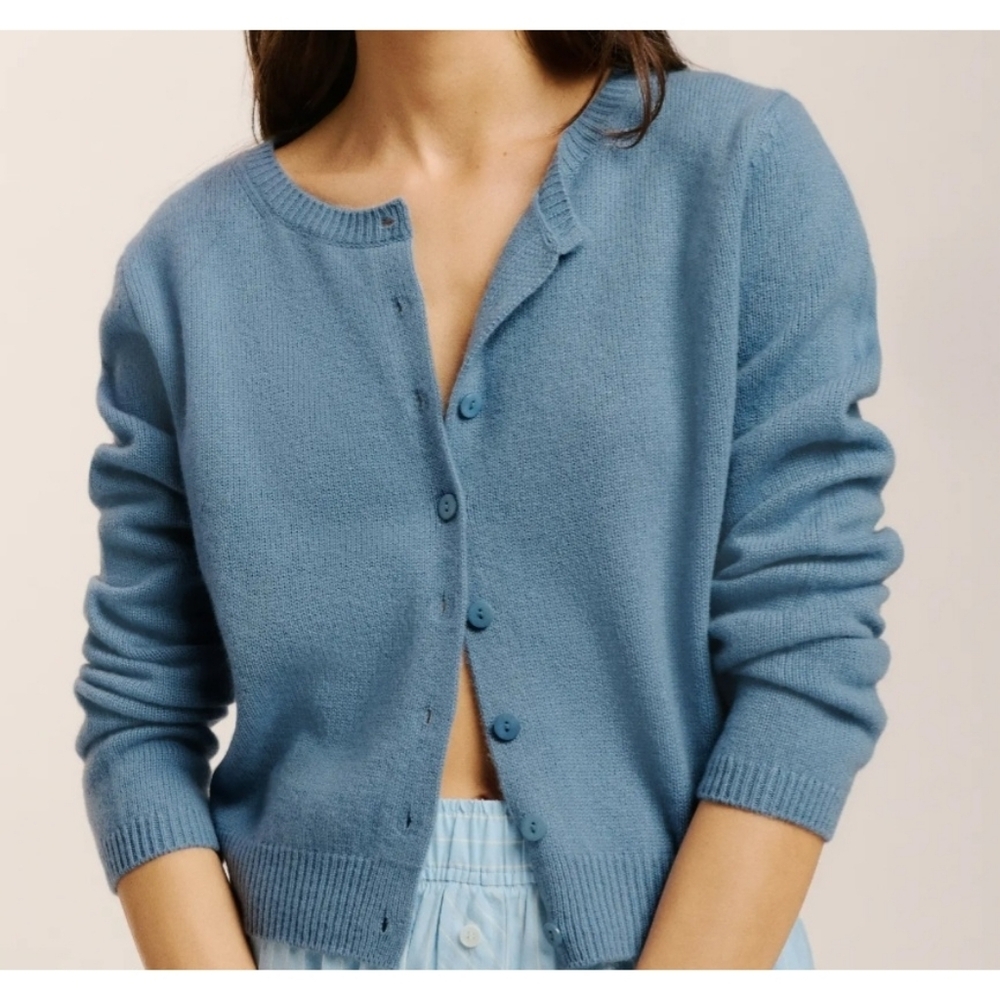 Reformation The Clara Cashmere Cardigan in Bluebell